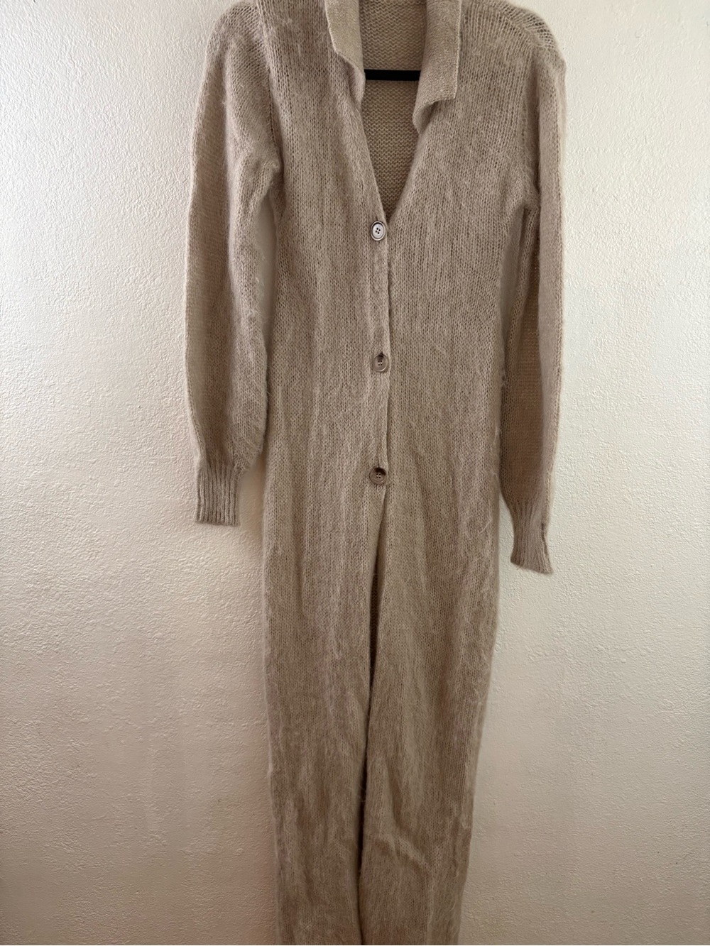 MUSERA Beige Longline Fine Knit Button Down Cardigan size L